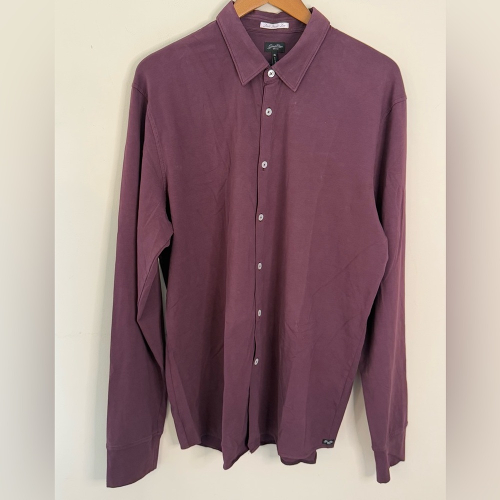 GoodMan Brand burgundy casual collared button up polo style shirt soft comfy XL